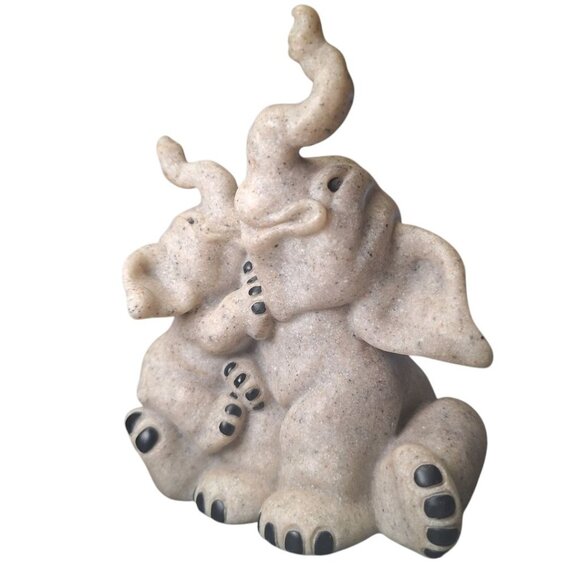 Quarry Critters Elephant Evian‎ Ella 2001 Figurine Resin Stone Vintage Smiles - Picture 1 of 7